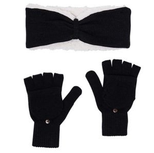 BearPaw Sherpa Headband and Pop-Top Glove Set